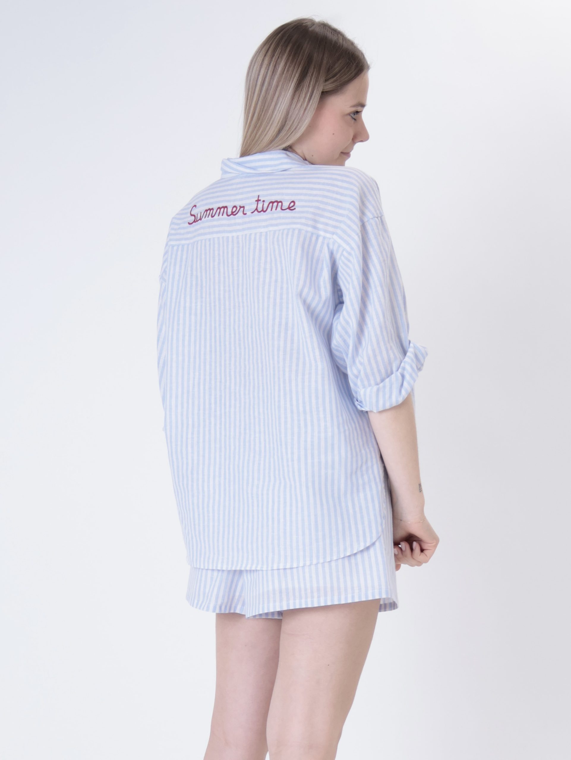 Camicia "summer time" righe celeste