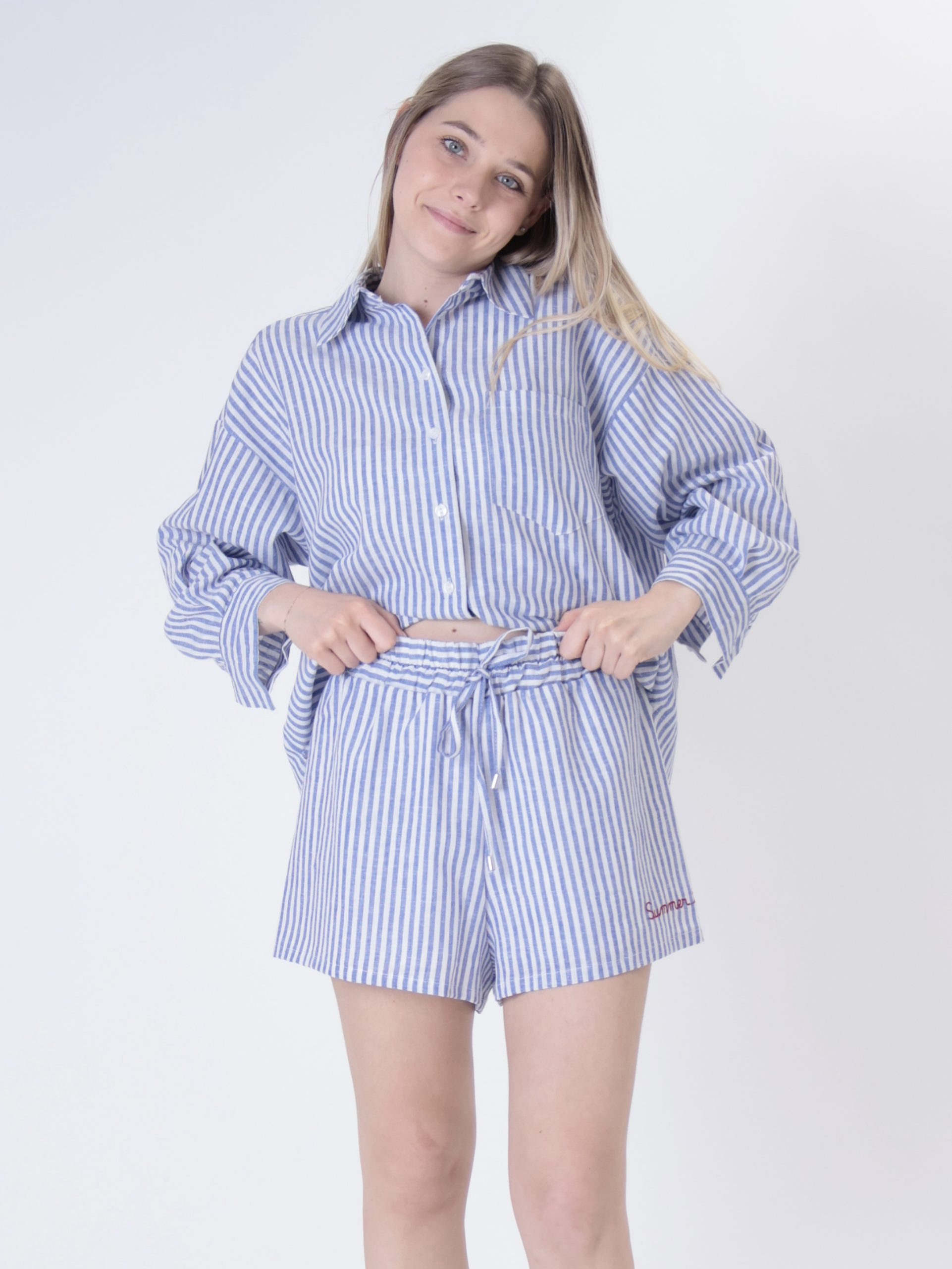Shorts "summer time" righe blu