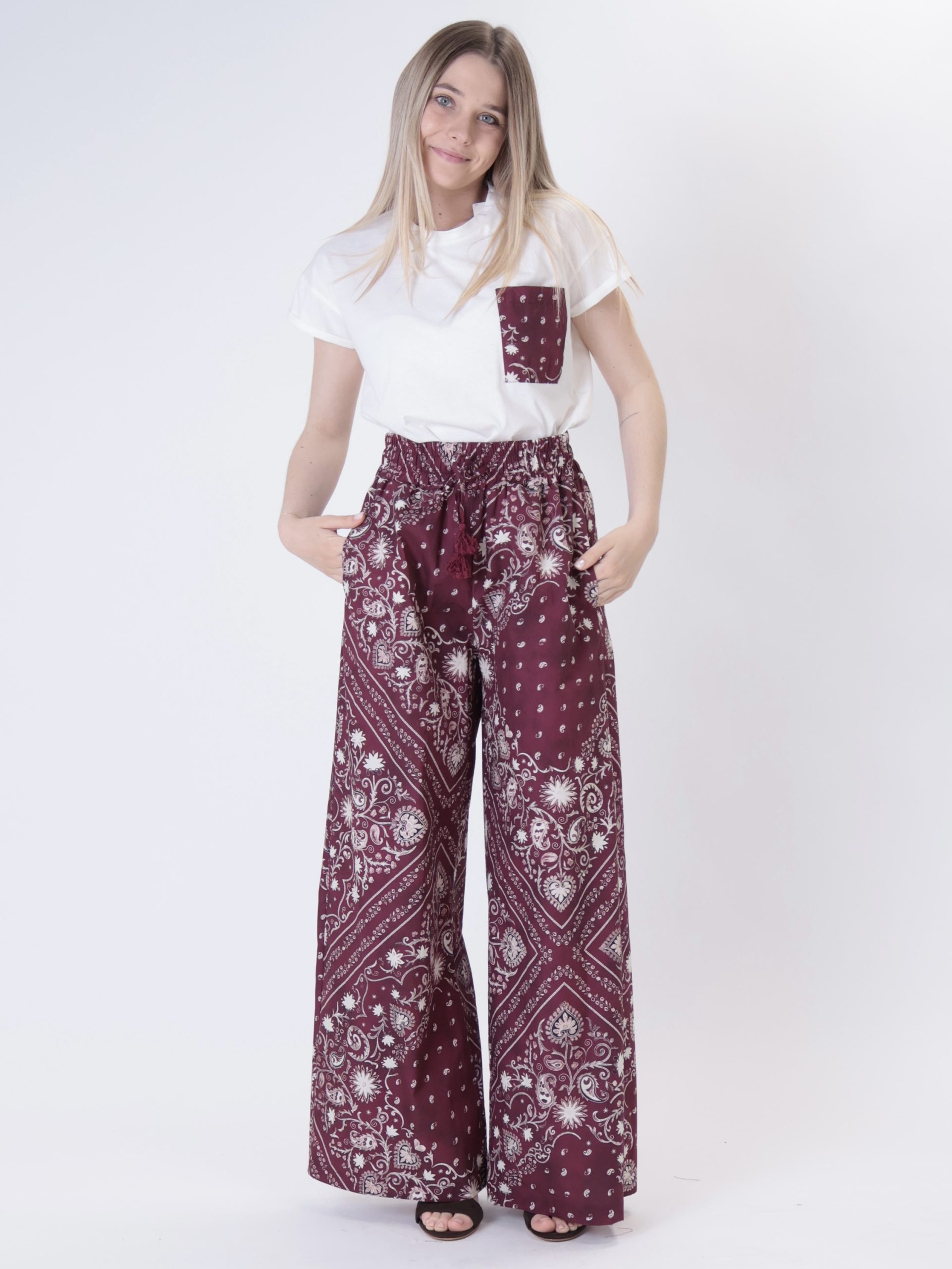 Pantalone bandana vino