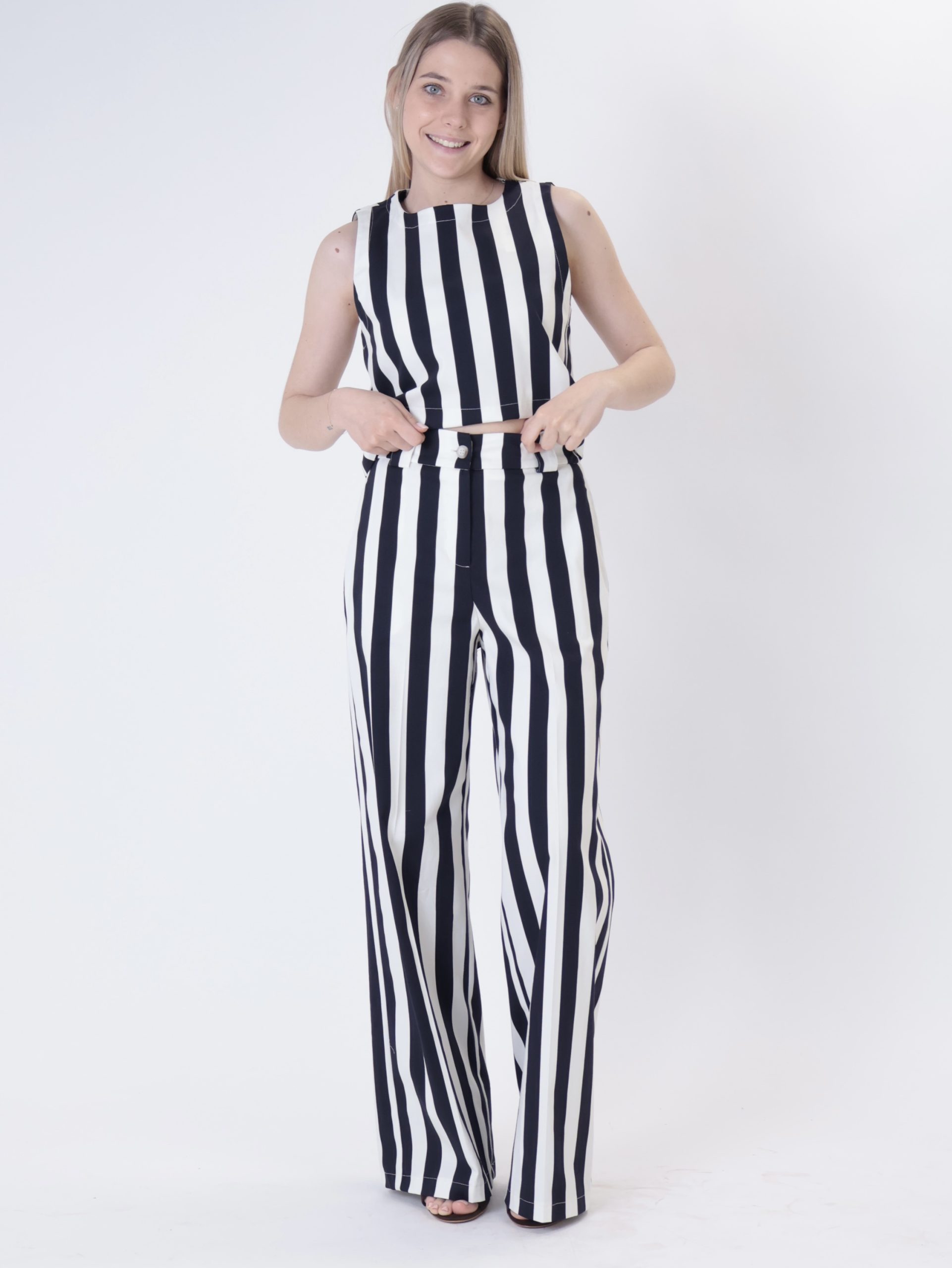 Pantalone greta riga blu