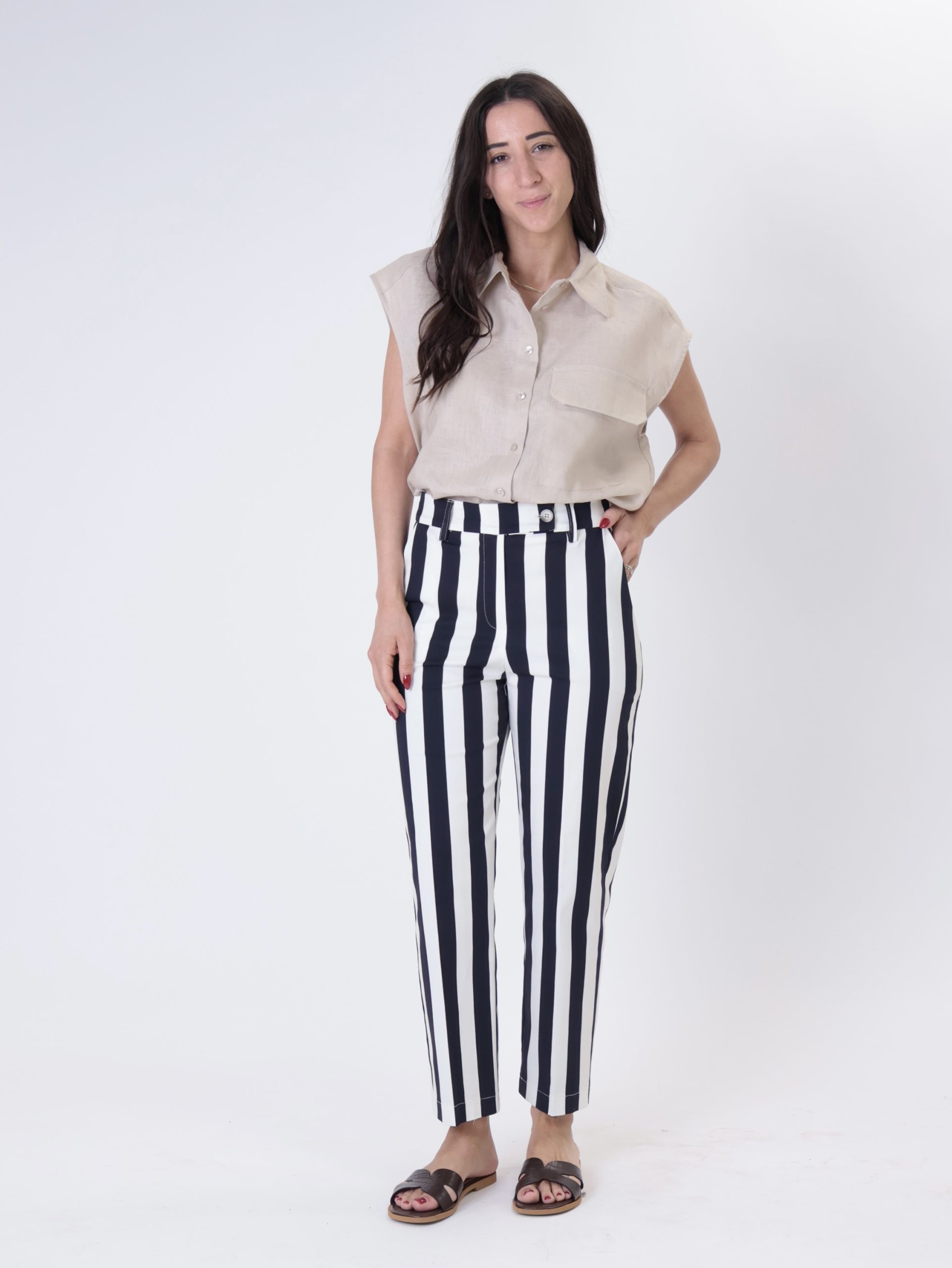 Pantalone lady sigaretta riga blu