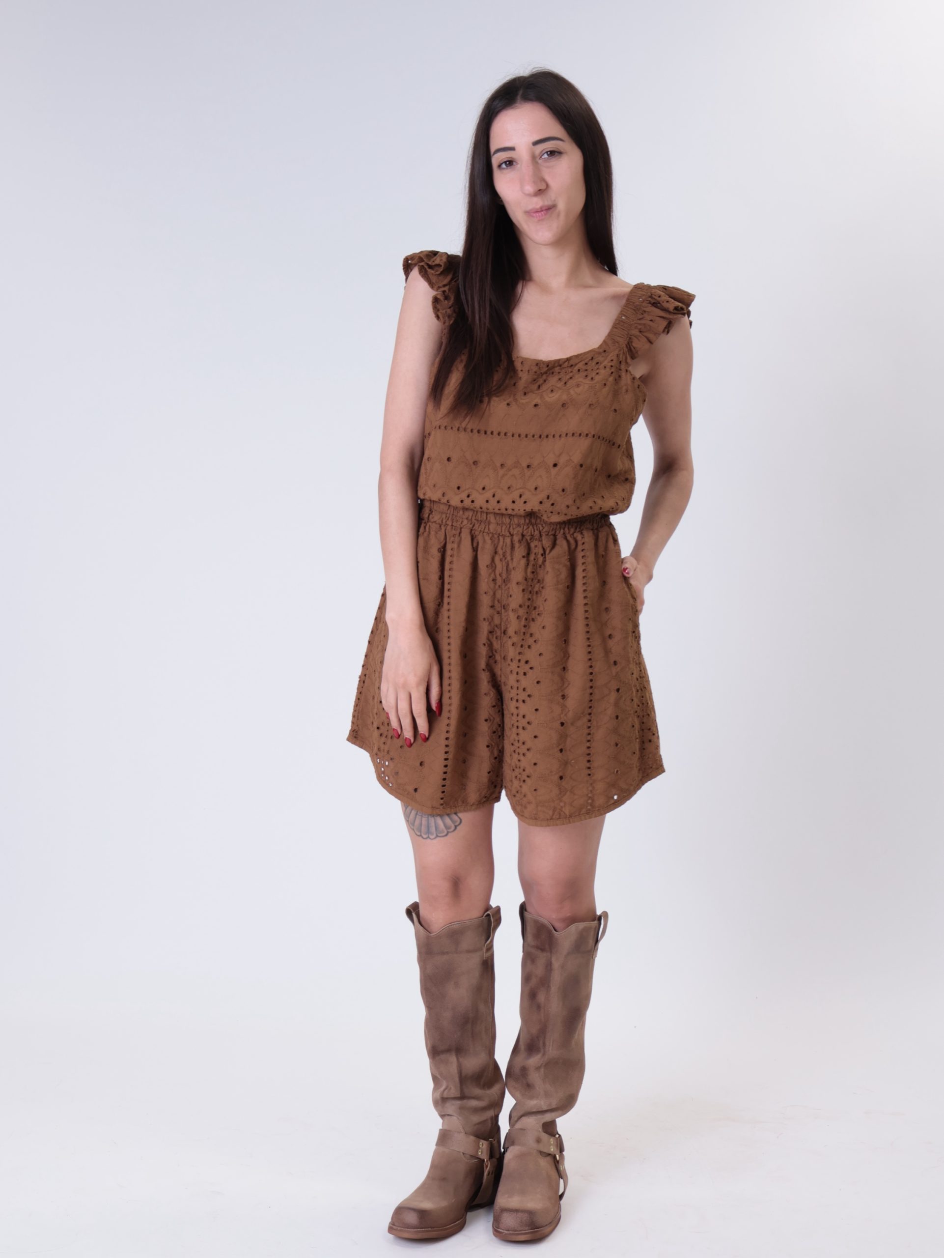 Completo top + shorts sangallo bruciato