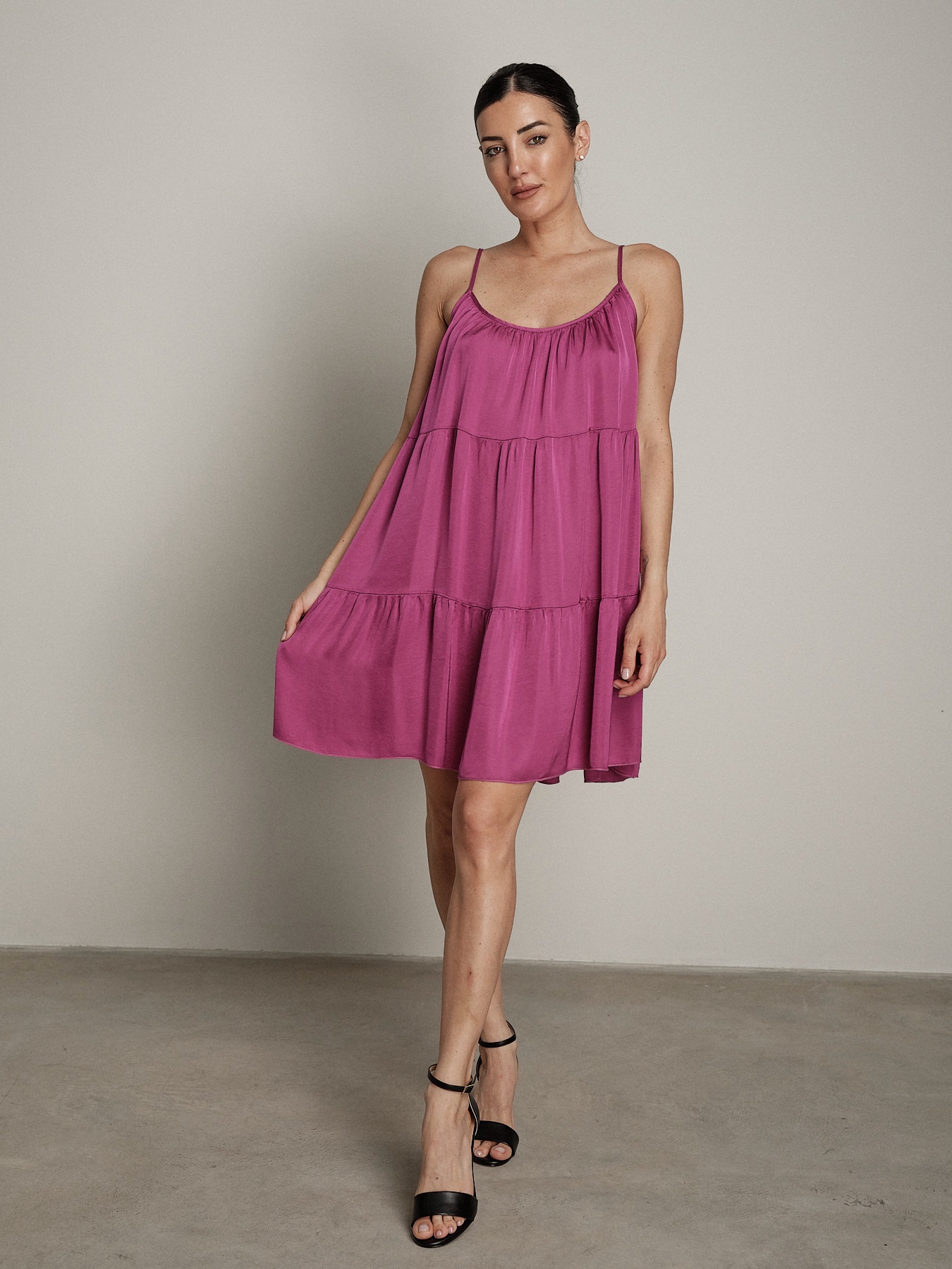 Abito balze viscosa fucsia