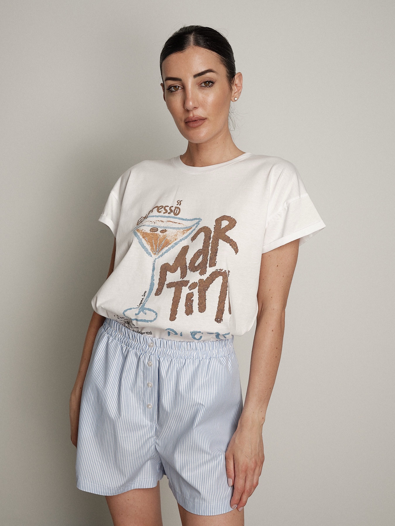 Completo Martini t-shirt + shorts celeste
