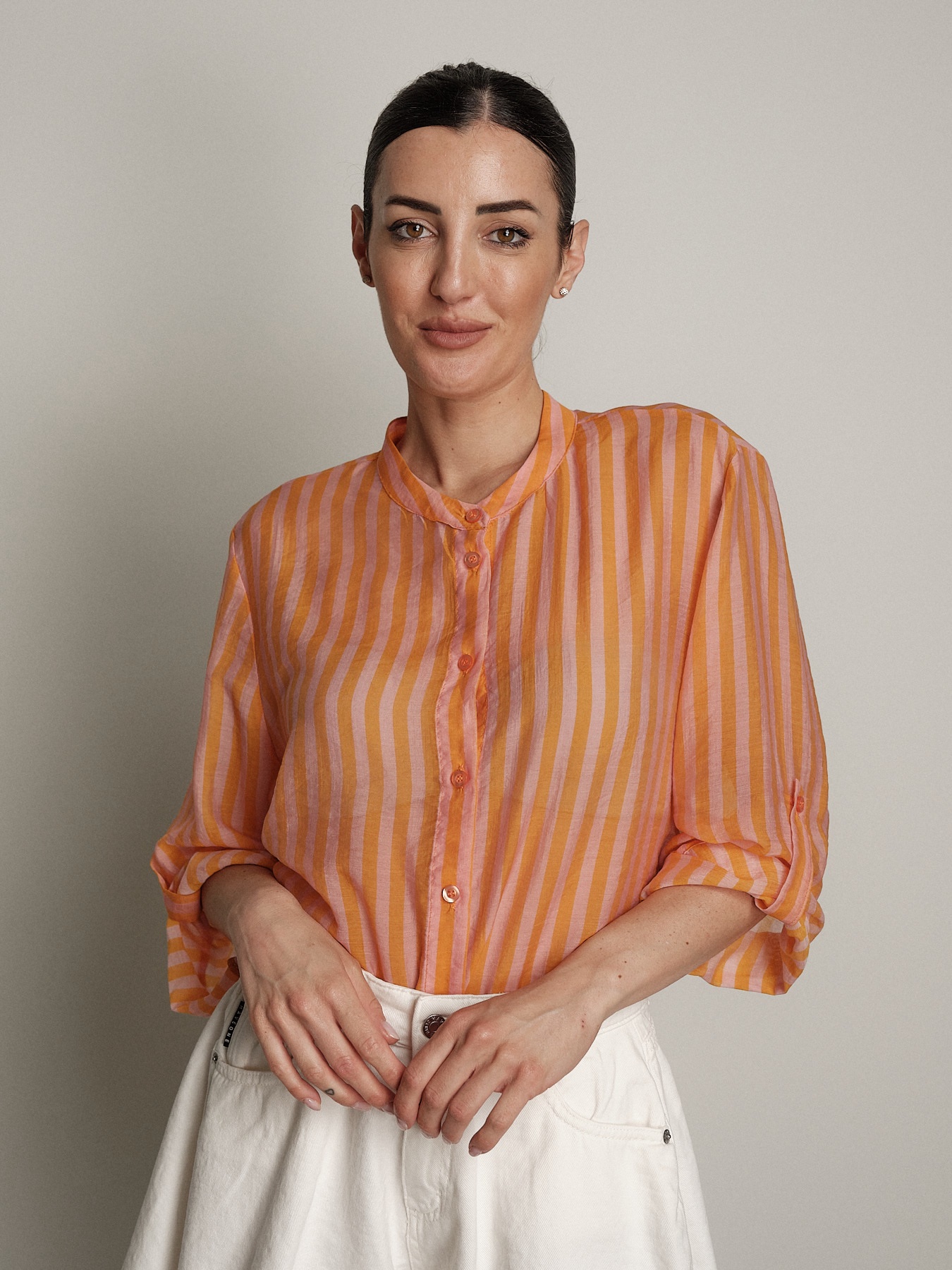 Camicia virale arancione/rosa