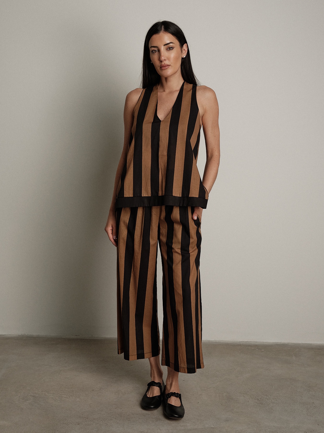 Pantalone  Sahara tabacco/nero