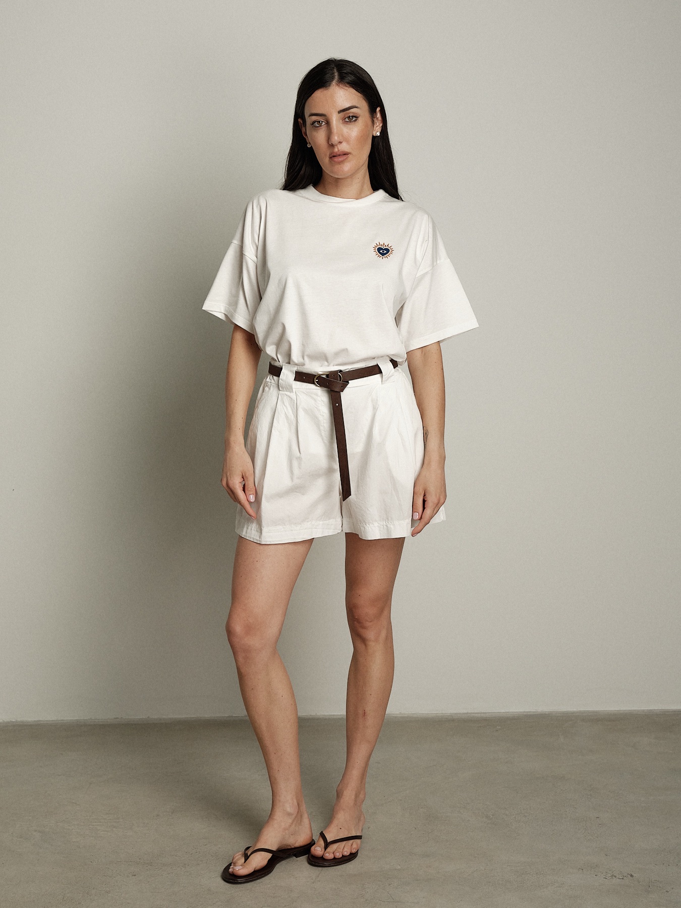 Shorts ampio cintura bianco