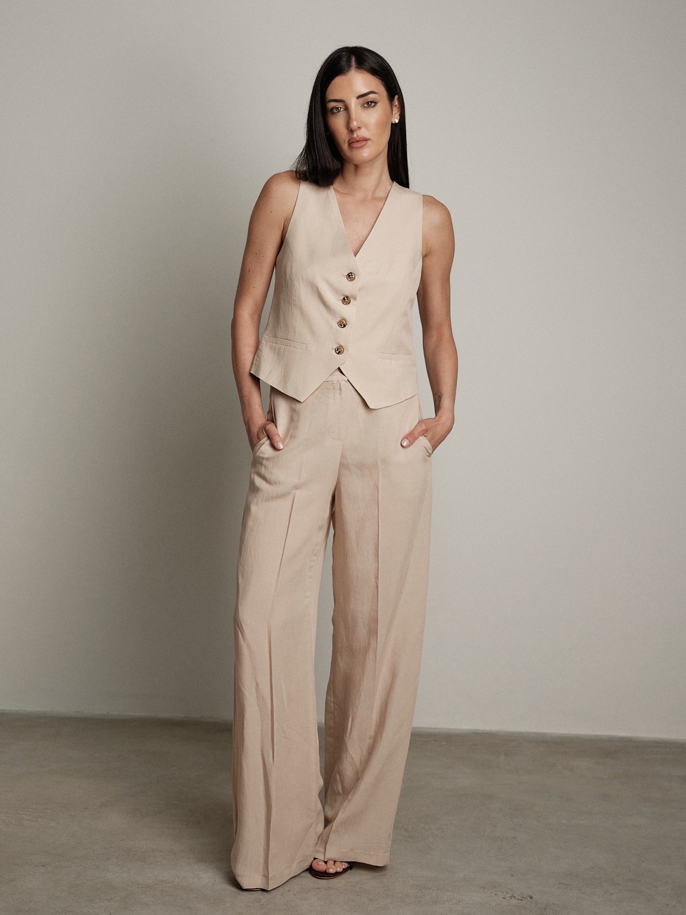 Completo gilet + pantalone Moon gesso