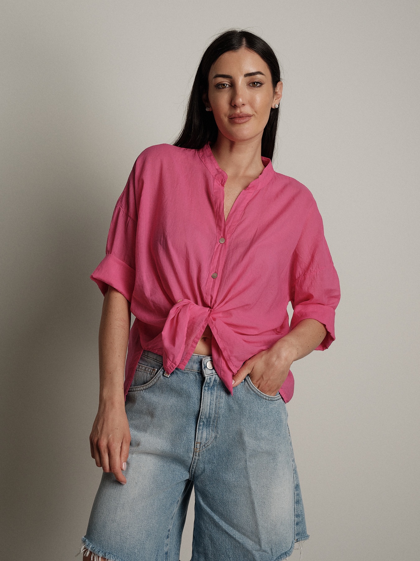 Camicia voile fucsia