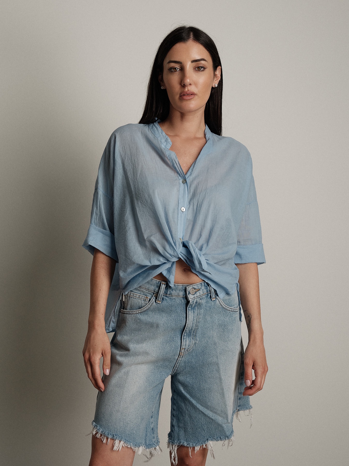 Camicia voile azzurra