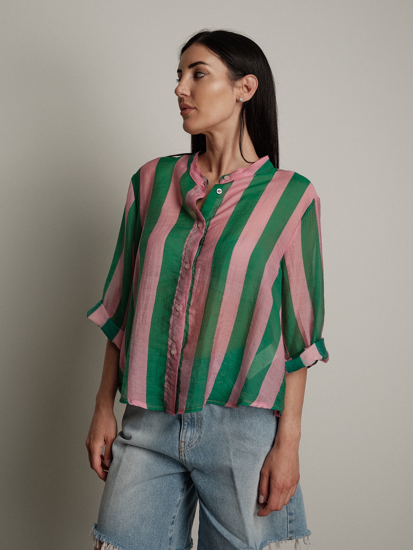 Camicia "virale" rosa/verde