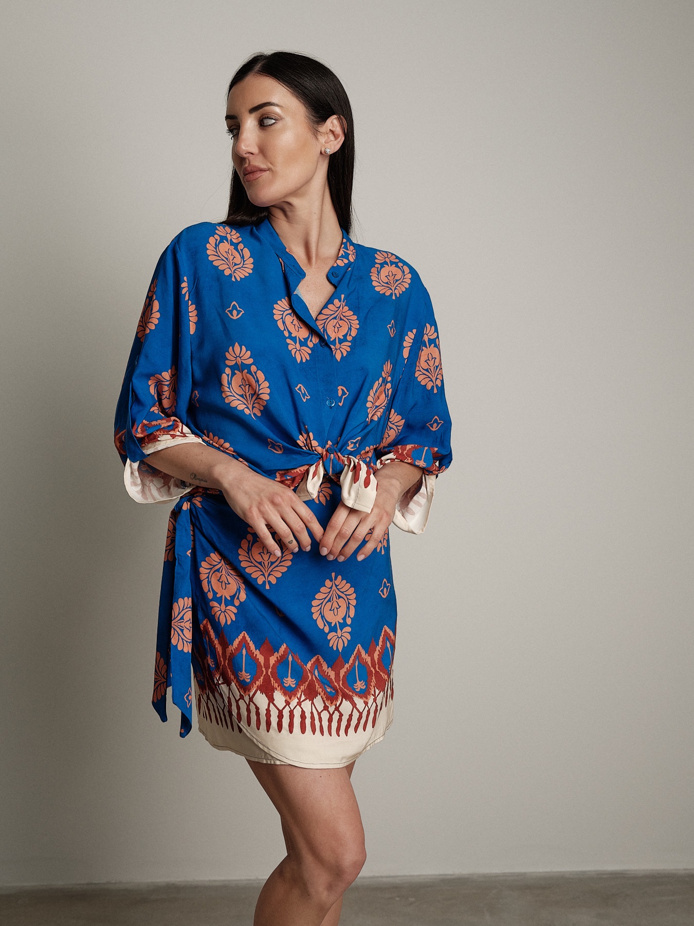 Camicia fantasia blu elettrico