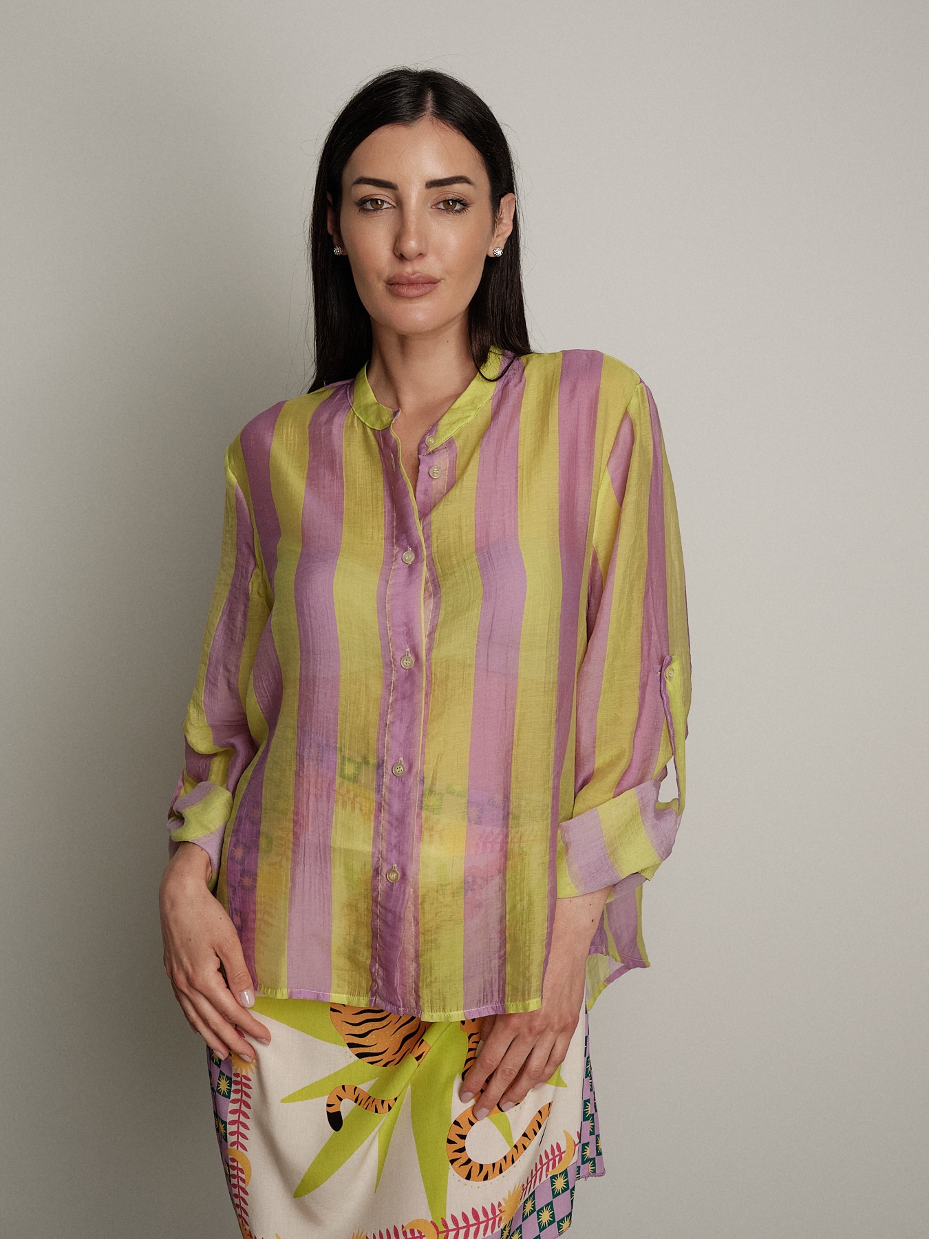 Camicia "virale" rosa/lime
