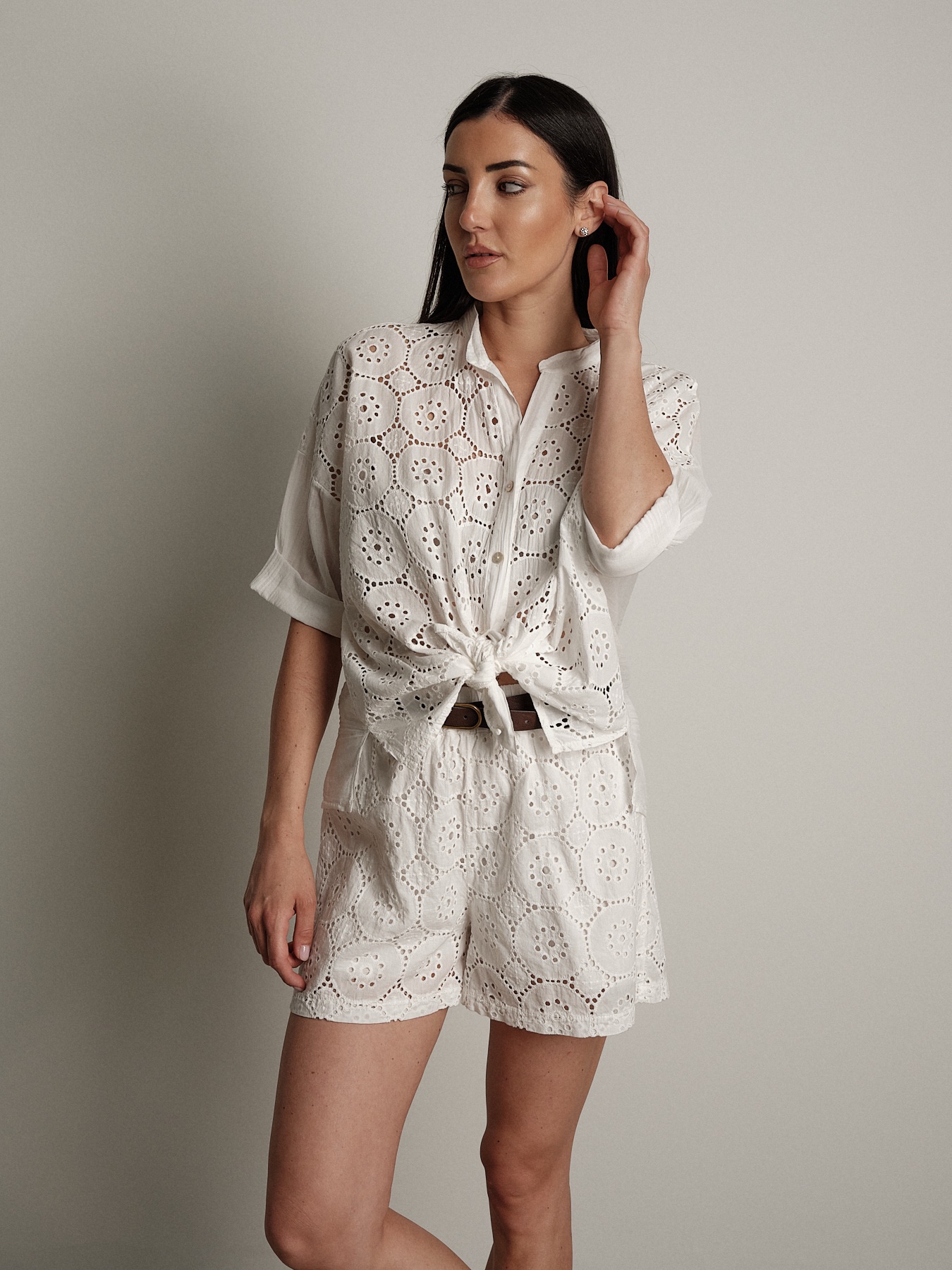 Camicia sangallo leggero latte