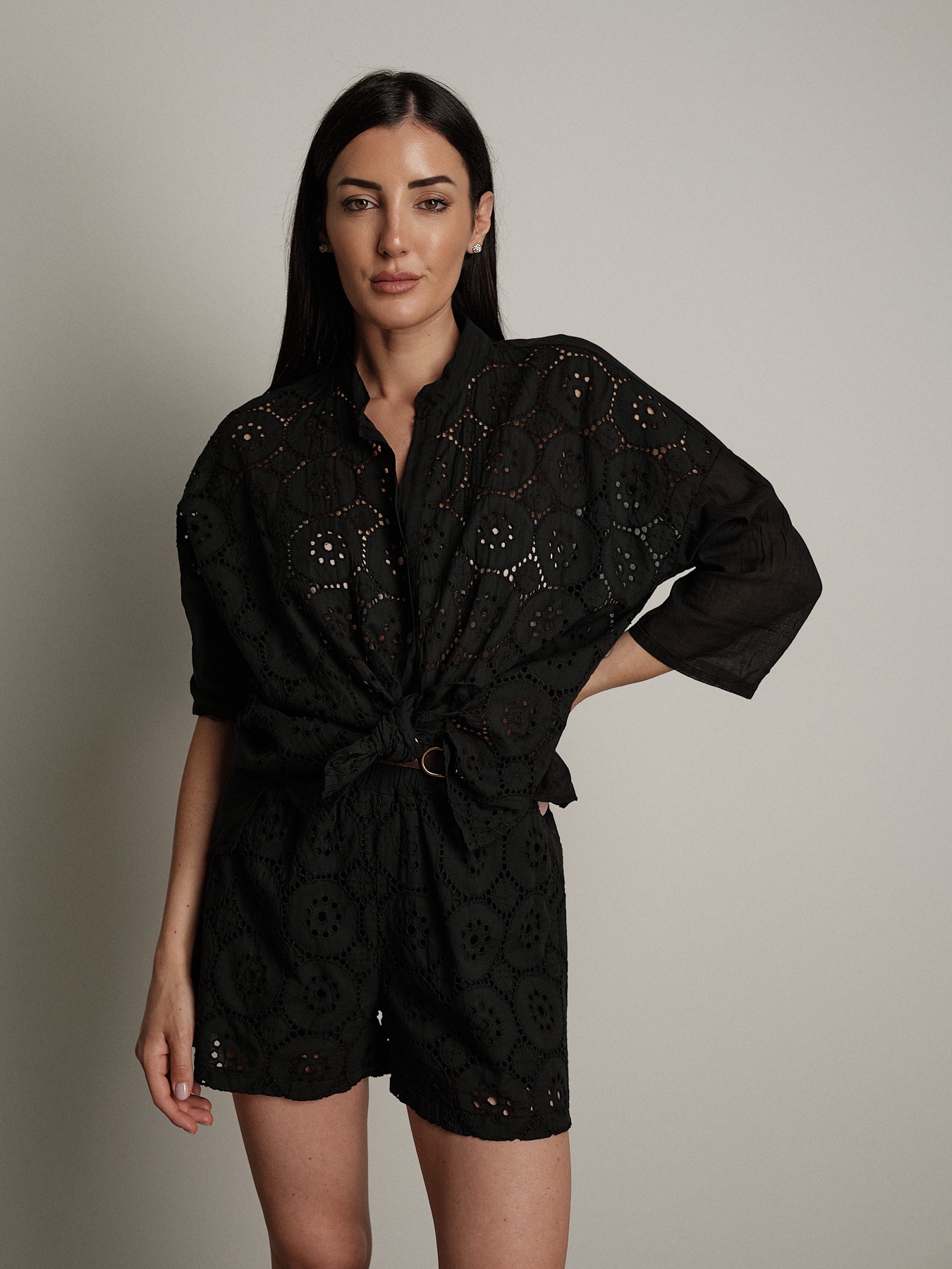 Camicia sangallo leggero nero