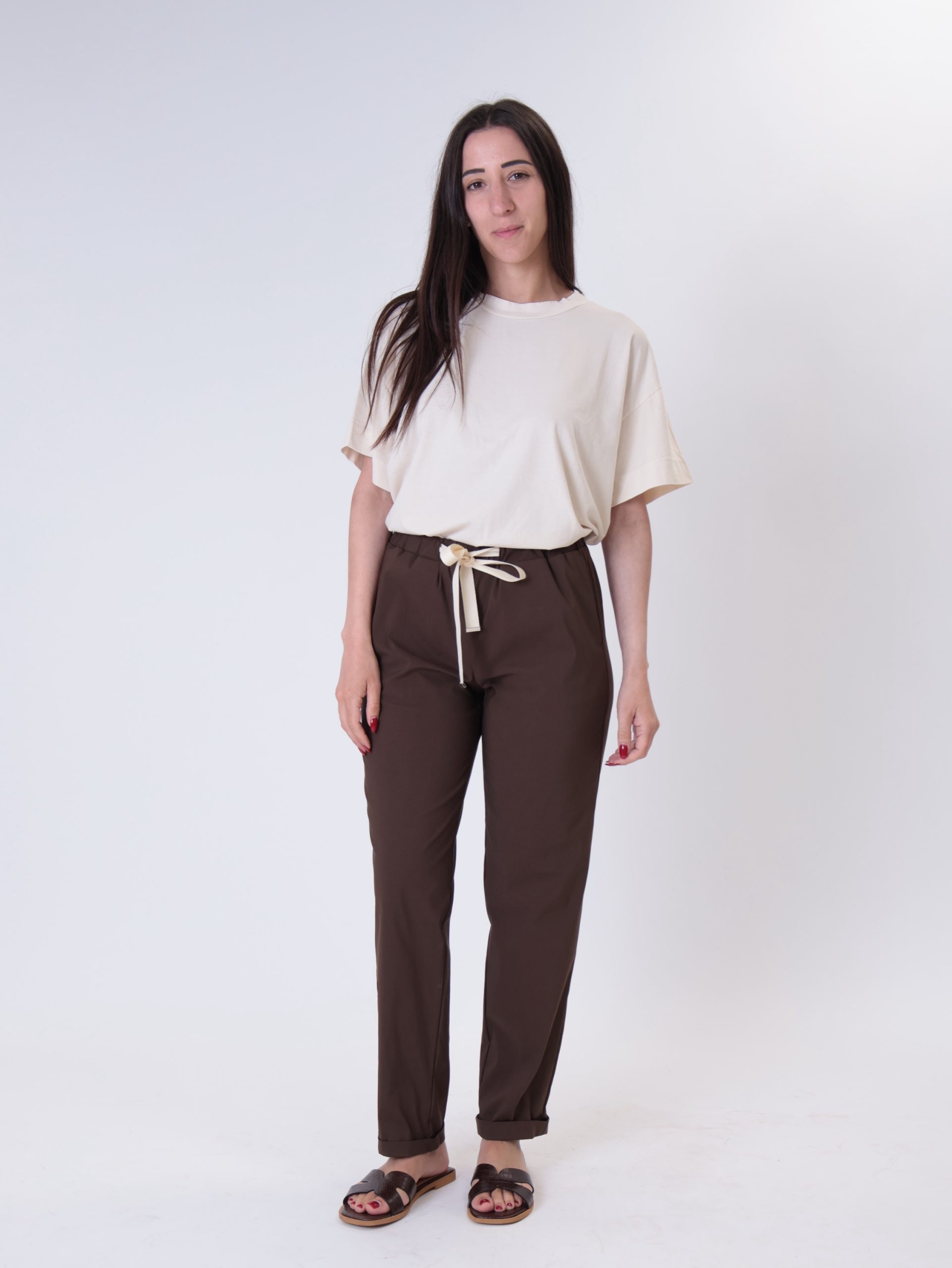 Pantalone coulisse leggero moro