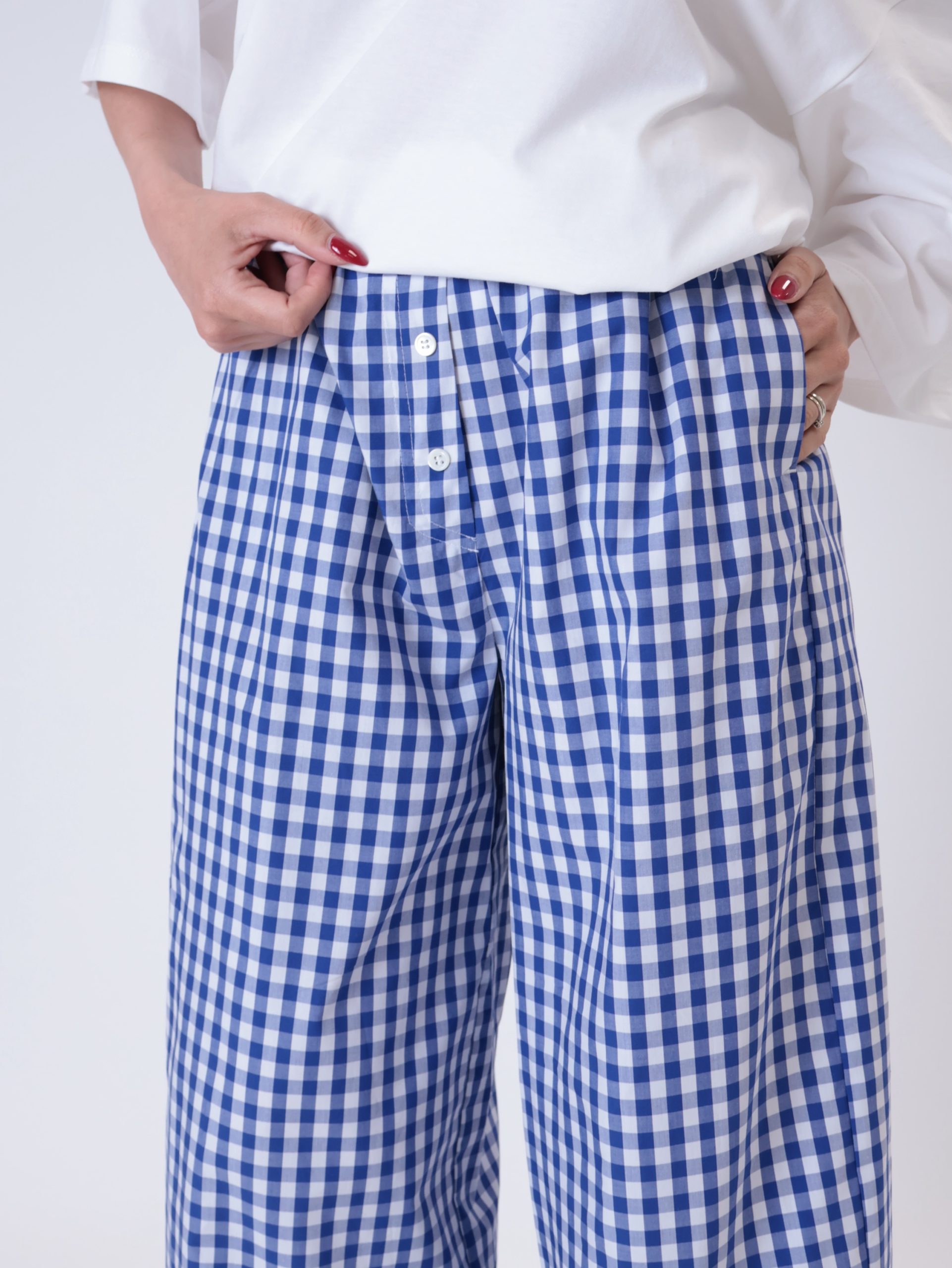 Pantalone vichy blu